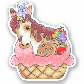 Horse & Bunny Cuptårta Dessert | Klistermärken
