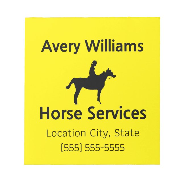Horse Business Professional Black Yellow Anteckningsblock (Framsida)