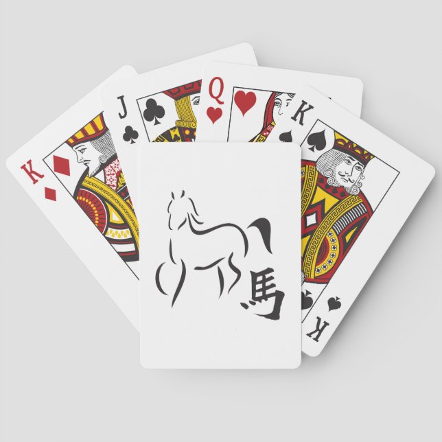 Horse Calligraphy Teckning Casinokort (Baksidan)