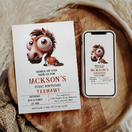 Horse Caricatures 1:a födelsedagen Party Inbjudningar