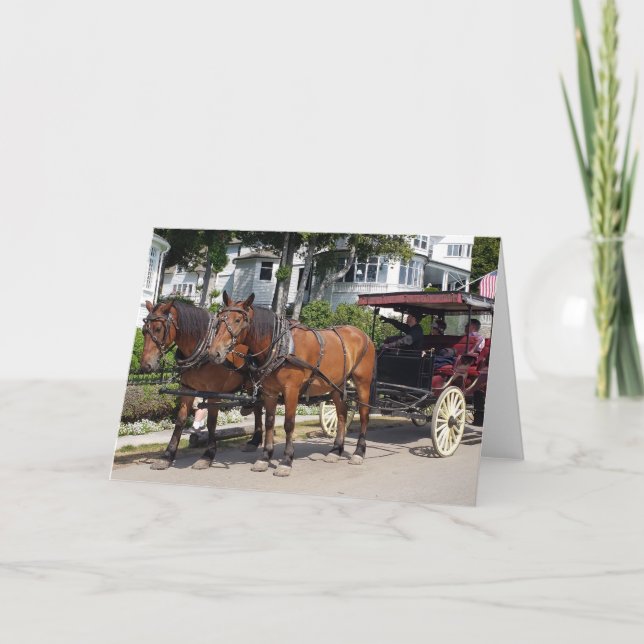 Horse & Carriage on Mackinac Island MI Anteckningskort (Framsida)