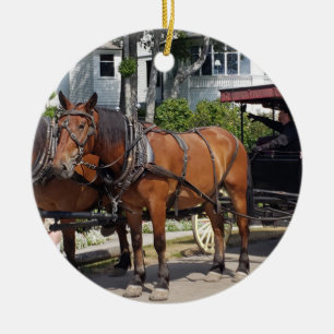 Horse & Carriage on Mackinac Island MI Julgransprydnad Keramik