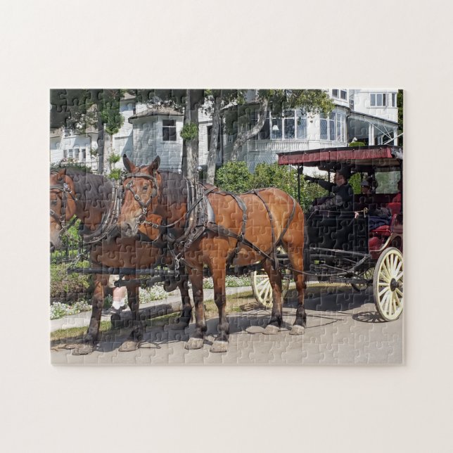 Horse & Carriage on Mackinac Island MI Pussel (Horisontell)