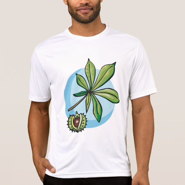 Horse Chestnut Leaf and Conker T Shirt (Framsida)
