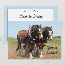 Horse Clydesdale Farming Photo Birthday Inbjudningar