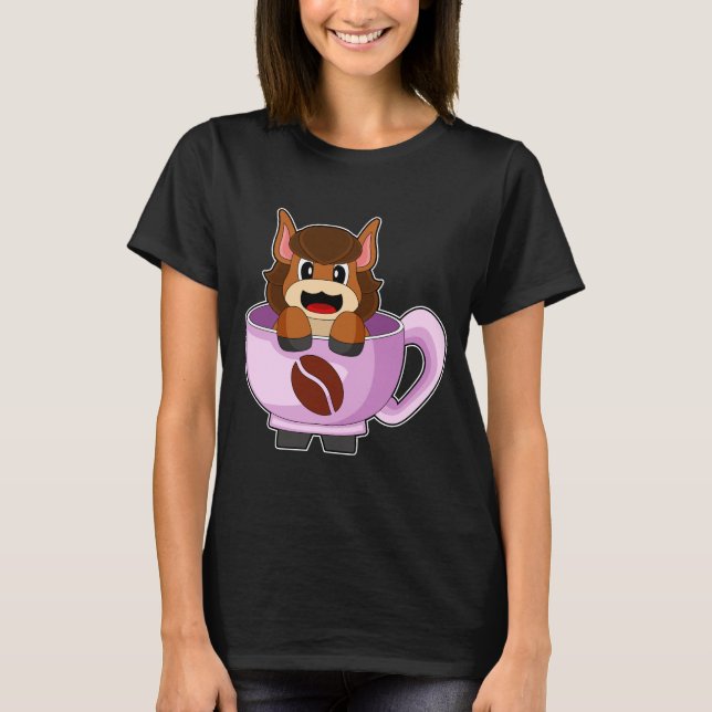 Horse Coffee Kopp T Shirt (Framsida)