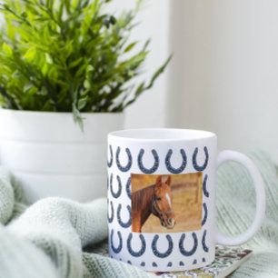 Horse Collage Photo Anpassningsbar Owner Horseshoe Kaffemugg