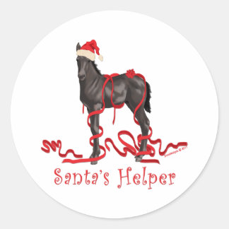 Horse Colt Santa's Helper Santa's Hat Runt Klistermärke