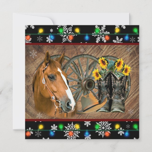 Horse Cowboy Boots Cowboy Hat jul Julkort (Framsida)