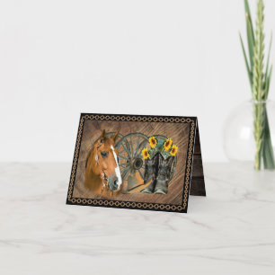 Horse Cowboy Boots Cowboy Hat Wagon Wheel Tack Kort