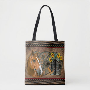 Horse Cowboy Hat Lasso Westerna solblommor Tygkasse