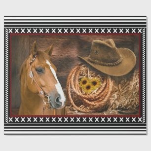 Horse Cowboy Hat Lasso Westernare Mönster Presentpapper