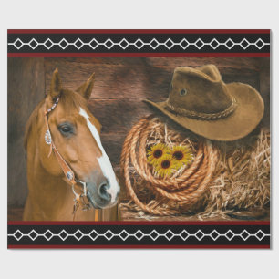 Horse Cowboy Hat Lasso Westernare Mönster Presentpapper