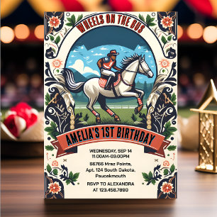Horse Cowboy Kentucky Derby Party 1:a födelsedagen Inbjudningar
