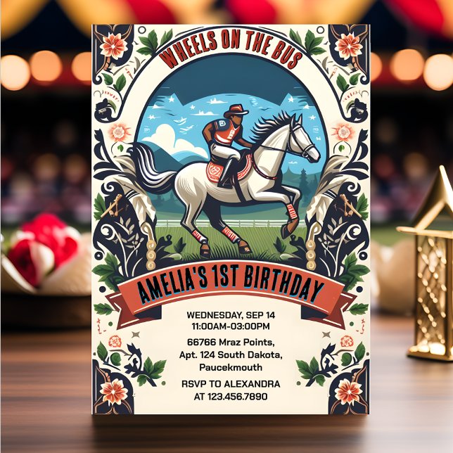 Horse Cowboy Kentucky Derby Party 1:a födelsedagen Inbjudningar (Skapare uppladdad)