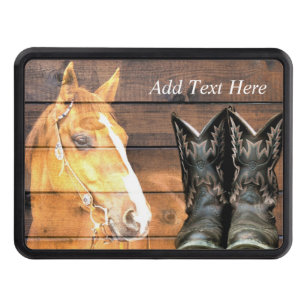 Horse CowboyBoots Rustic Barn Board Dragkroksskydd