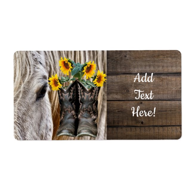 Horse CowboyBoots Sunblommor Fraktsedel (Framsidan)