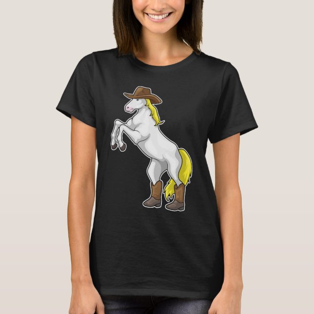 Horse CowboyBoots T Shirt (Framsida)