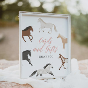 Horse Cowgirl Equestrian Födelsedagskort och Gifts Poster