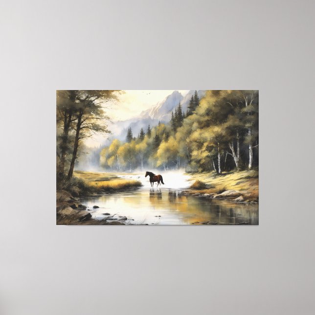 Horse Crossing the River Canvastryck (Framsida)
