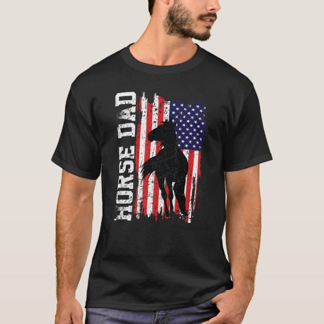 Horse Dad American Flag Like A Regular Dad But Coo T Shirt (Framsida)