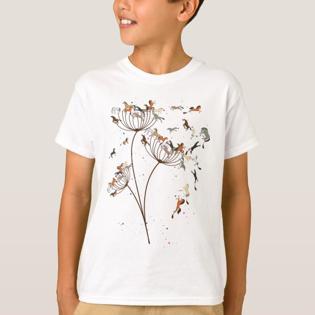Horse Dandelion Horsing for Horses Älskare T Shirt (Framsida)