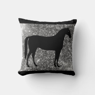 Horse Dekorativ kudde i Svarta & Silver Gnistran