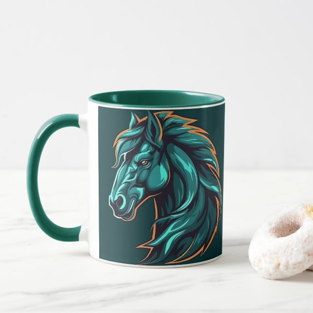Horse Design, Rustic Farm Animal Artwork Cup Mugg (Med munk)