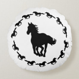 Horse Design Silhouette Rund Kudde