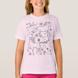 Horse Doodle Färg me in T Shirt