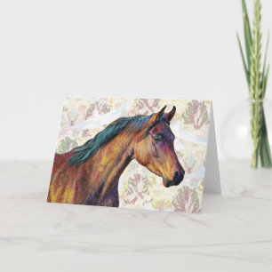 Horse Dove Mönster på Mönster Art Note Card 1 Kort