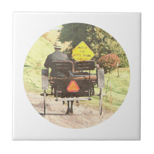 Horse Drawn Fordon, Amish Horse and Buggy Kakelplatta