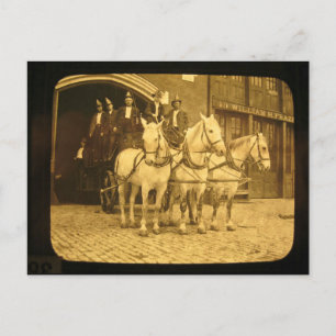 Horse Drawn Krok and Ladder Fire Company - Vintage Vykort