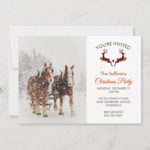 Horse Drawn Sleigh-julscenen Inbjudningar