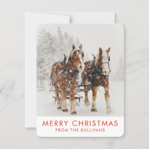 Horse Drawn Sleigh-julscenen Julkort