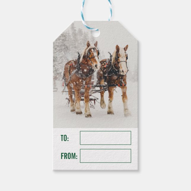 Horse Drawn Sleigh-julscenen Presentetikett (Framsidan)