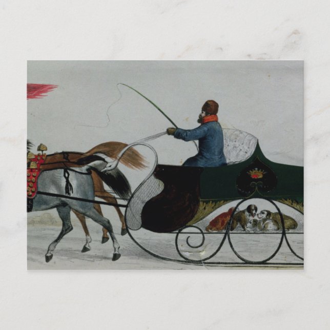 Horse Drawn Sleigh Vykort (Framsida)