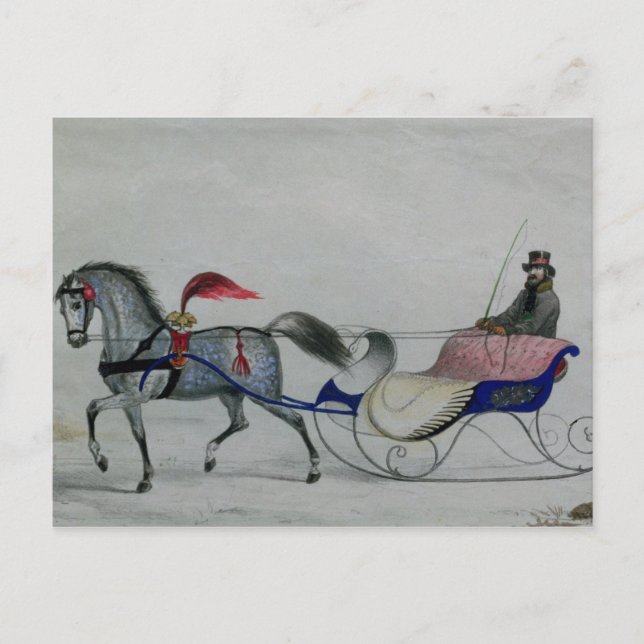 Horse Drawn Sleigh Vykort (Framsida)