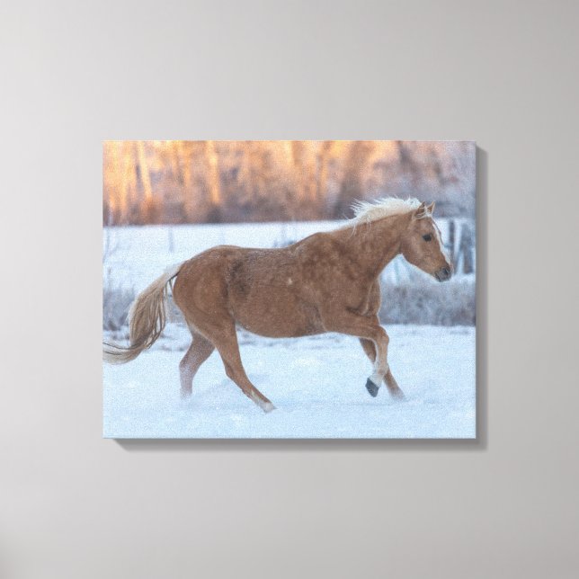 Horse Drive in Winter on Hideout Ranch Canvastryck (Framsida)