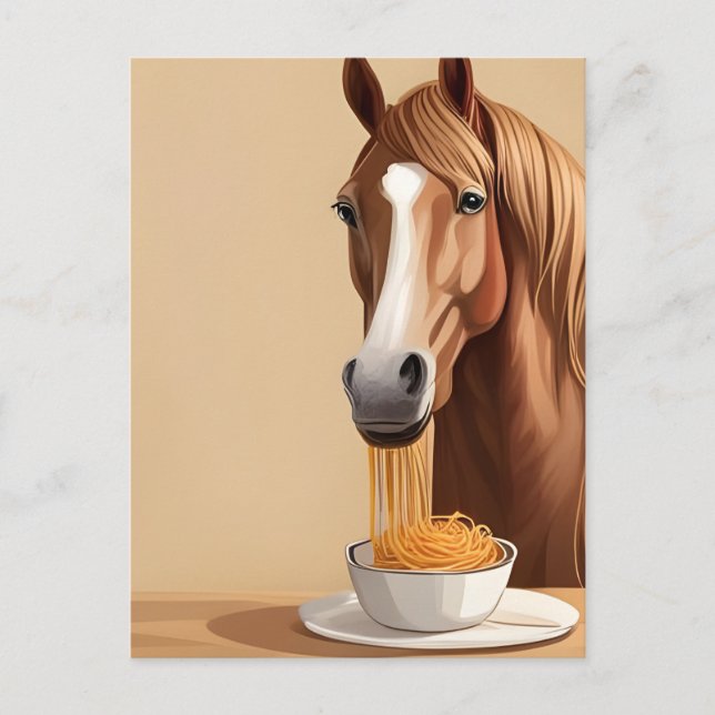 Horse Eats Spaghetti Vykort (Framsida)