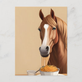 Horse Eats Spaghetti Vykort