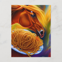 Horse Eats Spaghetti Vykort