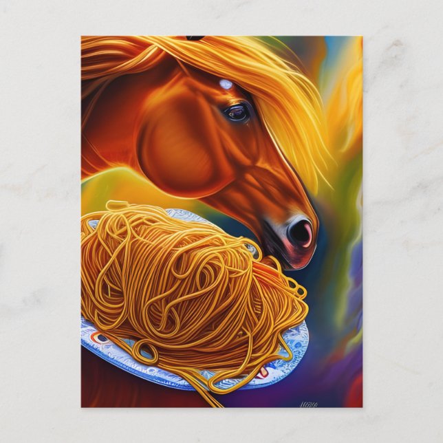 Horse Eats Spaghetti Vykort (Framsida)