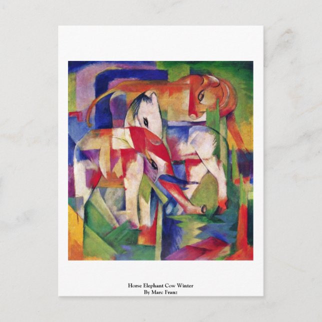 Horse Elephant Cow Winter by Marc Franz Vykort (Framsida)