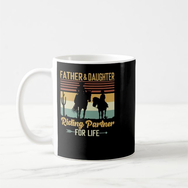 Horse Equestrian FatherDaughter Riding Partner For Kaffemugg (Vänster)