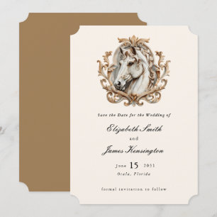 Horse Equestrian Vapensköld Baroque Classic Bröllo Spara Datumet