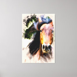 *~* Horse Equine AR22 Black Mane Wall Kanvastryck
