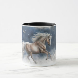 Horse Fantasy Night Crescent Måne Vintage Titta på Mugg