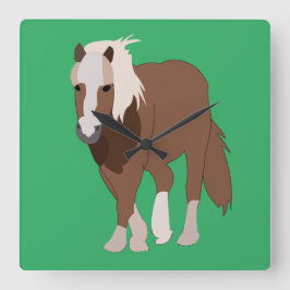 Horse Farm Animal Fyrkantig Klocka