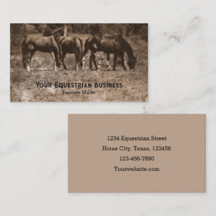 Horse Farm Vintage Land Rustic Sepia Western Visitkort